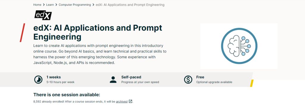 AI applications and Prompt Engineering by edX course.